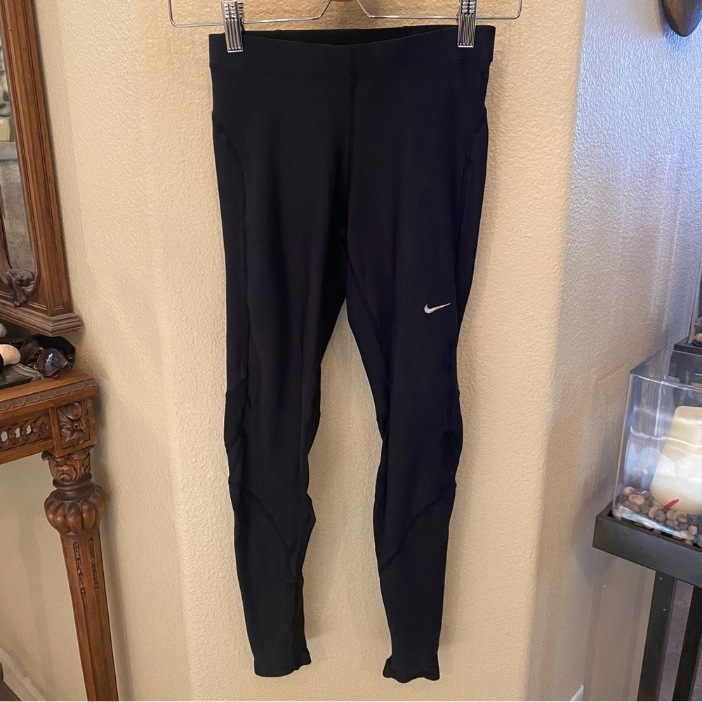 NIKE Women Black Zipper Side Hem Athletic Leggings Size XS